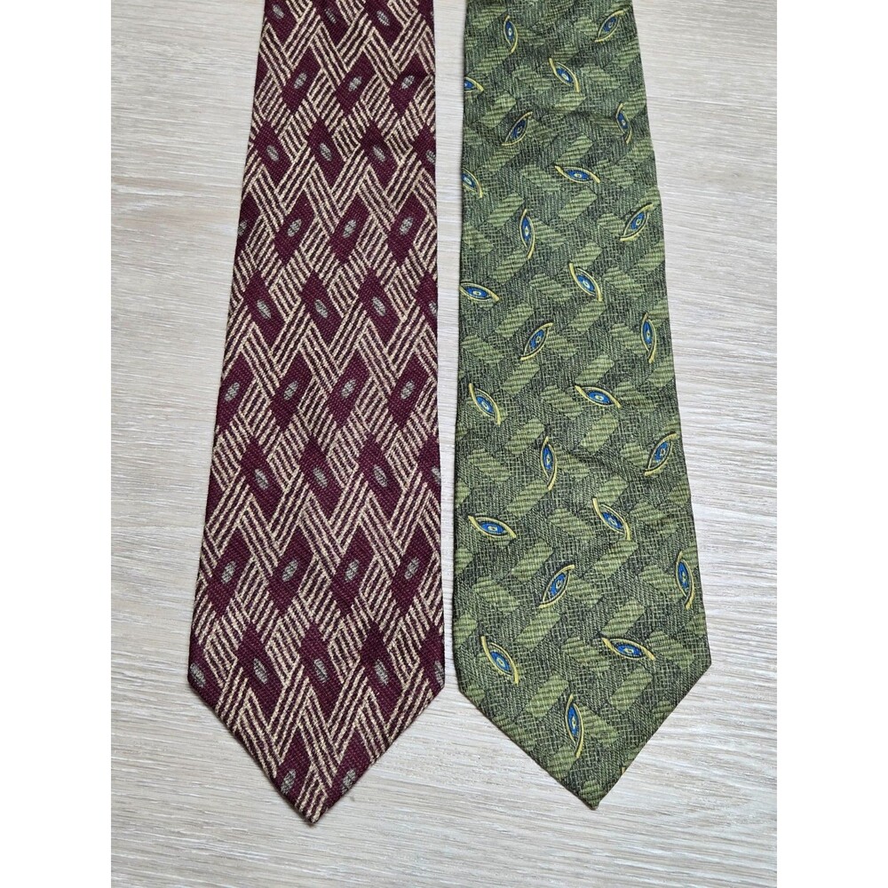 Lot of 2 Calvin Klein Men’s Ties Abstract Geometric Vintage Style